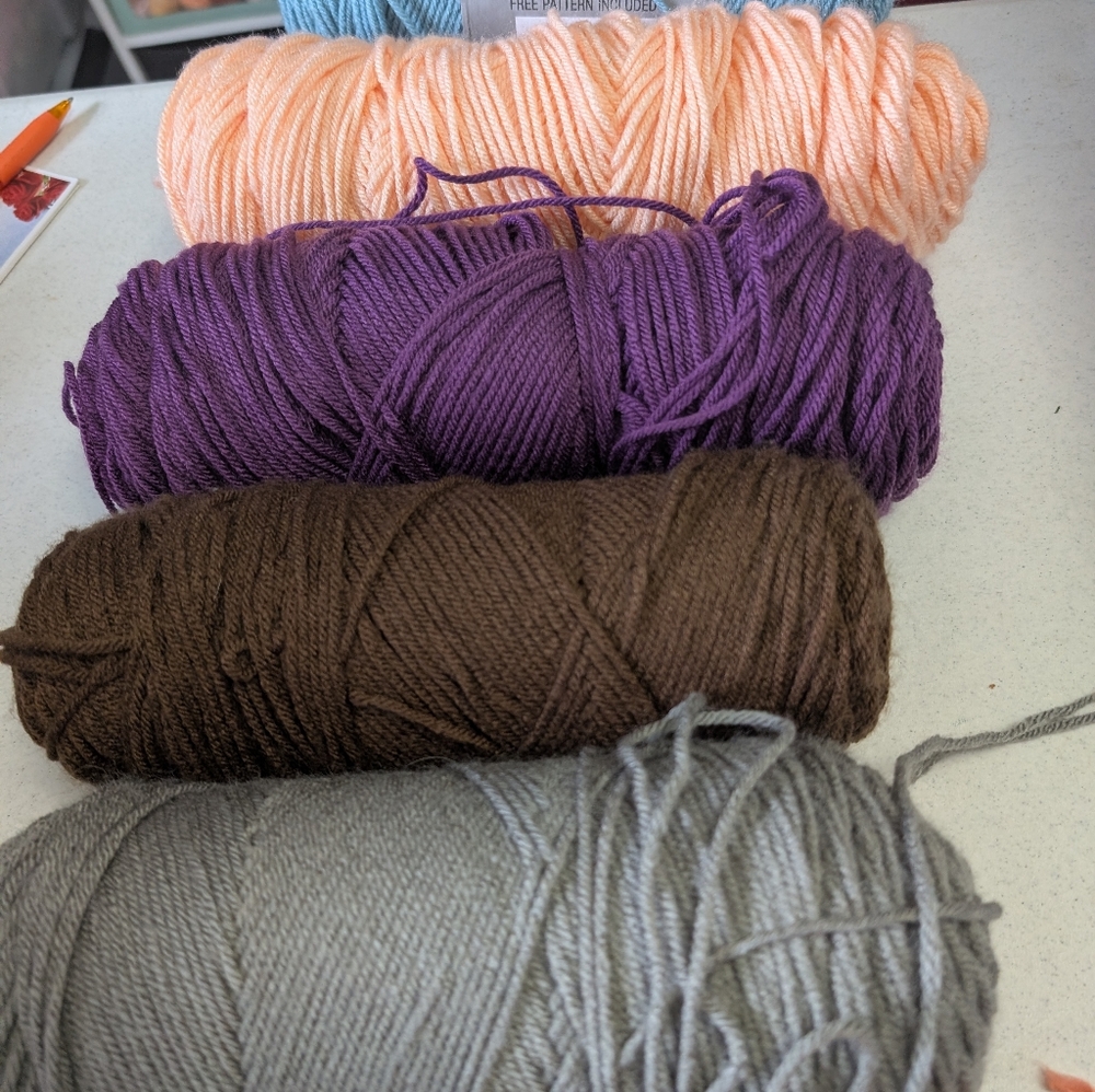 Big Twist, I Love This Yarn - Peach, Purple, Brown, Gray, Coral,Blue-bundle - Picture 3 of 3